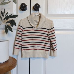 Crewcuts knit Striped oatmeal preppy collar pullover sweater size 4-5